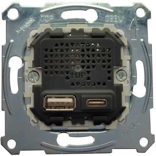 Розетка USB тип A+C без накладки без рамки Schneider Electric Merten System M 2-м. 2400мA картинка